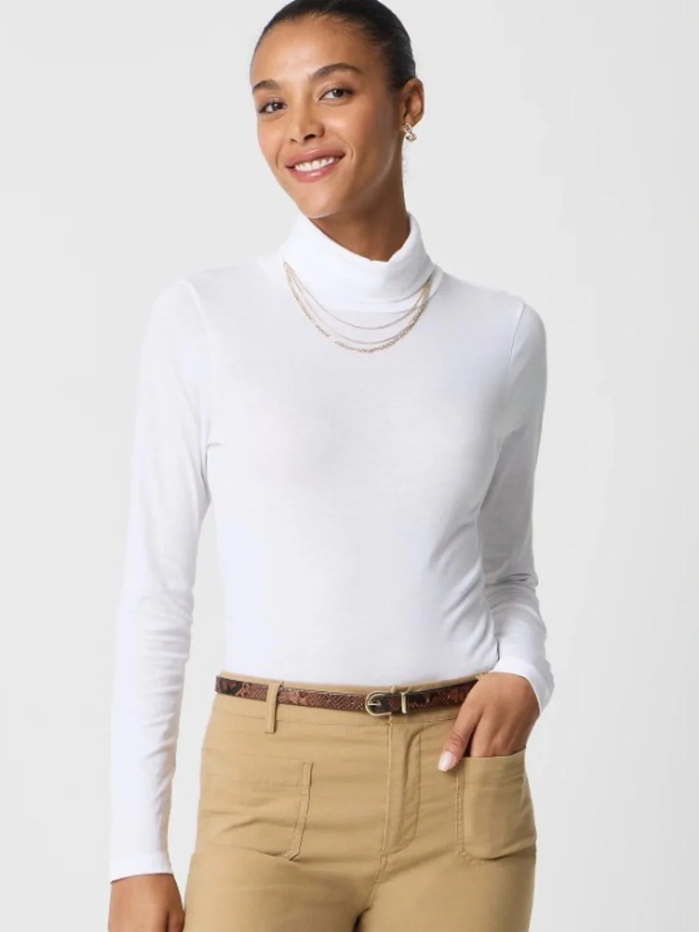NWT J. Crew White Tissue Turtleneck Size Large